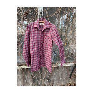 VIntage 70s Red Plaid Shirt Button Up Laurentian Sz S Cuba Men's